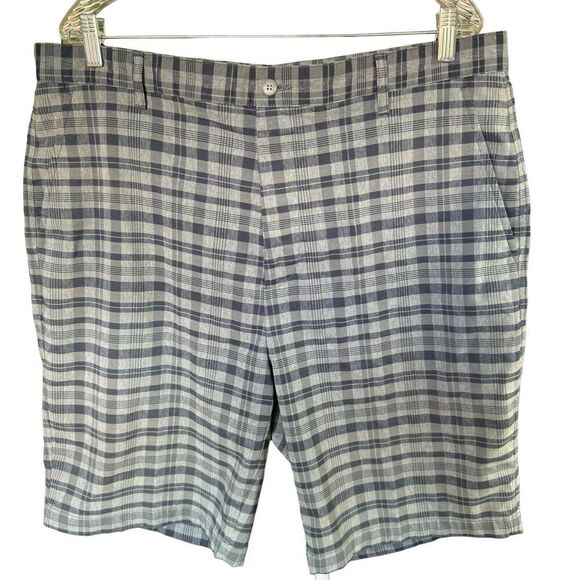 Footjoy FJ Shorts Mens 38 Plaid Bermuda Golf Gray Pockets Stretch Performance - Picture 1 of 9